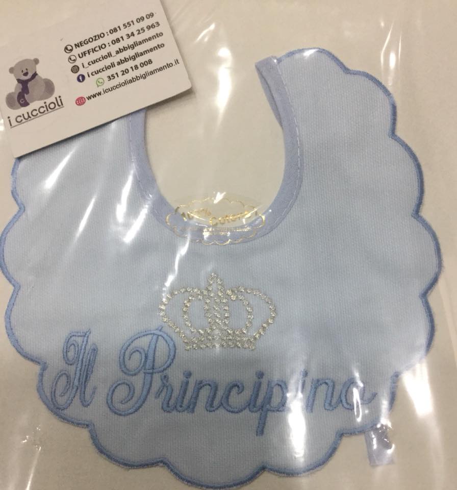 Bavetta in piquet ricamata