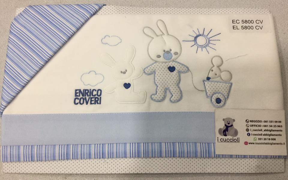 Enrico Coveri Composè di lenzuola culletta/carrozzina - Shop online I  Cuccioli Abbigliamento