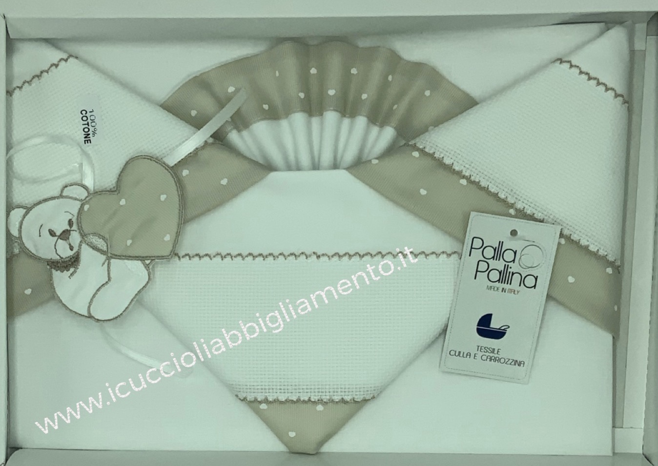 Composè 3 Pezzi Letto Bimbo In Puro Cotone Made In Italy – Lenzuolo Con Inserti In San Gallo, Fondo Panna/celeste – Ipoallergenico - 2