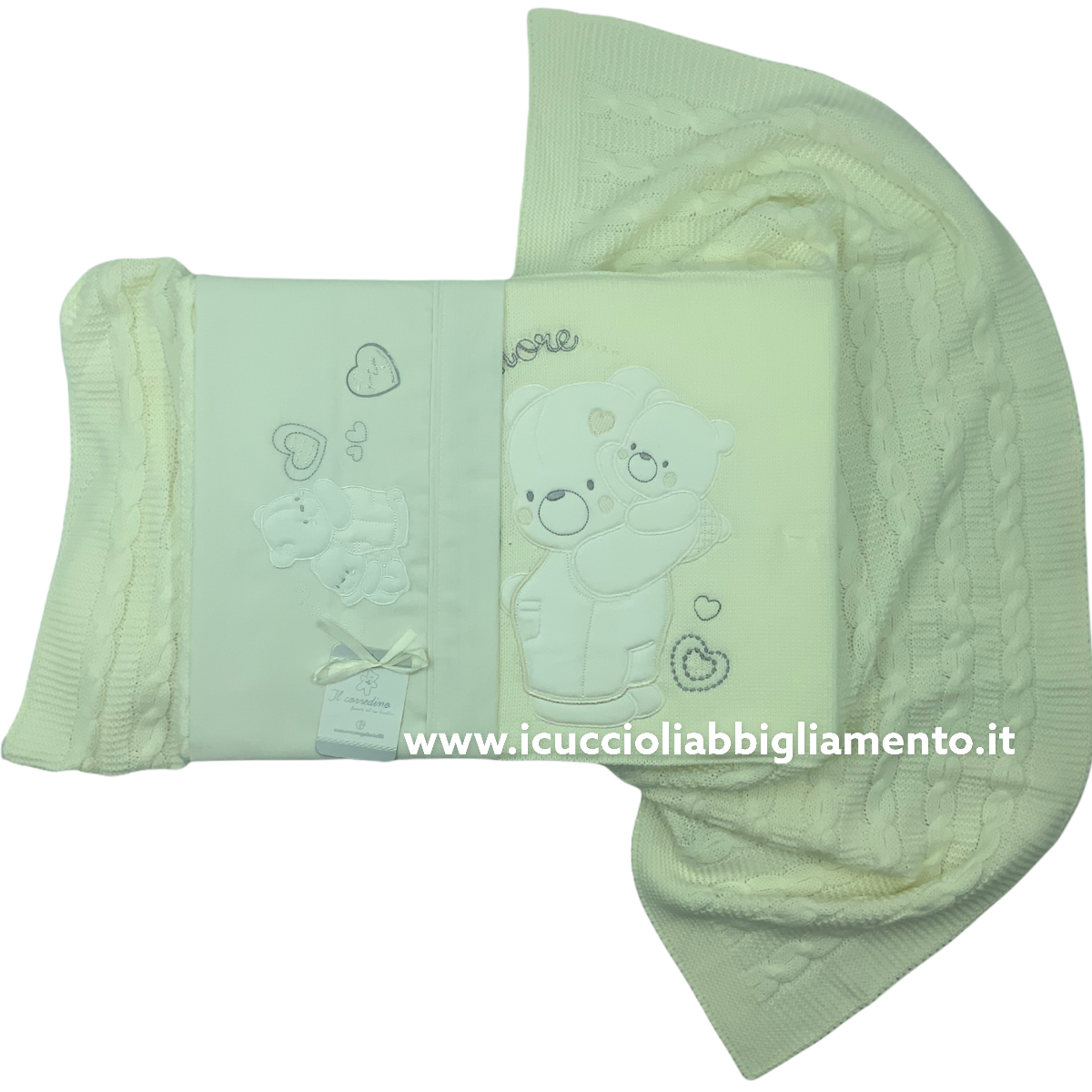 Set Culla E Carrozzina 4 Pezzi Nazareno Gabrielli 1938 | Copertina Azzurra | Coordinato Neonato - Foto 9