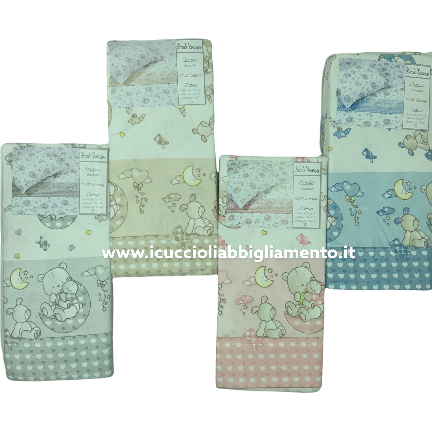 blu beige Interbaby 60 cm x 120 cm, zoo Tris di lenzuola di flanella per culla 