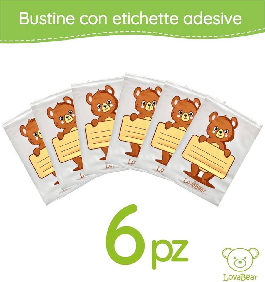 Multipack 7pz Bustine per corredino ospedale nascita con etichetta adesiva  per nome e data Fantasia Leone o Unicorno - Stampa mania